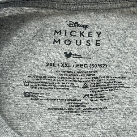 Disney Mickey Mouse T Shirt Retro Short Sleeve Heather Gray Adults Plus Size 2XL - Picture 5 of 15